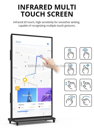 Hushida 75 85 Inch 2K 4K Full HD Wifi Media Lcd Advertising M onitor Touch Screen 43 49 55 Inch Floor Standing Digital Signage - Riparo82