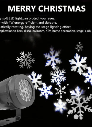 Grandi luci per proiettori con fiocchi di neve Decorazioni natalizie a LED Lampada da palco rotante 2025 Decorazione natalizia per feste di Capodanno