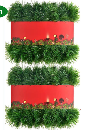 Decorazione ghirlanda natalizia da 10 m, pino artificiale, non illuminato, morbido, verde, per le vacanze, per la decorazione della festa nuziale di Natale al coperto - riparo82