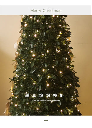 Albero di Natale incandescente Decorazione per albero di Natale artificiale pieghevole Ornamento natalizio floccato per esposizione spaziosa del festival del centro commerciale