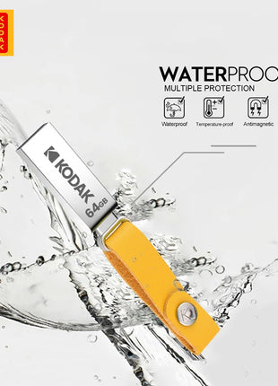 Chiavetta USB 2.0 KODAK 128 GB 64 GB Pendrive 32 GB Chiavetta di memoria in metallo con cinturino in pelle Penna Chiavetta USB per Micro PC