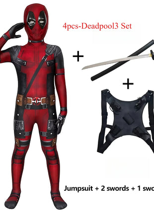 Costume cosplay Deadpool per bambini Regali da supereroe Tuta Deadpool Costumi per bambini Supereroi Vestito per bambini Costume per bambini di Halloween