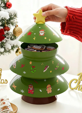3 strati Natale Creativo Forma dell'albero di Natale Caramelle Snack Noci Frutta secca Piatto di plastica Snack Piatti Ciotola Vassoio per la colazione a h - riparo82