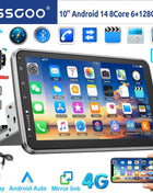 ESSSGOO 8-Core 360° Rotating Touchscreen Android 14 6+128G Wireless Apple Carplay Car Stereo 1 DIN GPS Navi 4G WiFi AM FM BT RDS