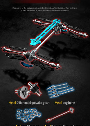 Teeggi 16101 /16102 PRO 1:16 Auto RC ad alta velocità con luce LED Drift 70KM/H 4WD RC Off-Road Car Monster Truck Giocattolo per i regali del capretto