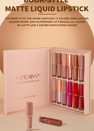HANDAIYAN 12-Color Velvet Matte Lip Gloss Set - Liquid Lipstick Gift Box Set, Non-Sticky Lip Gloss - Riparo82