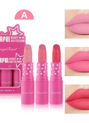 3Pcs/Box Korean Matte Lipstick Set for Women Waterproof Long-Lasting High Pigmented Lipgloss Cosmetic Beauty Makeup - Riparo82