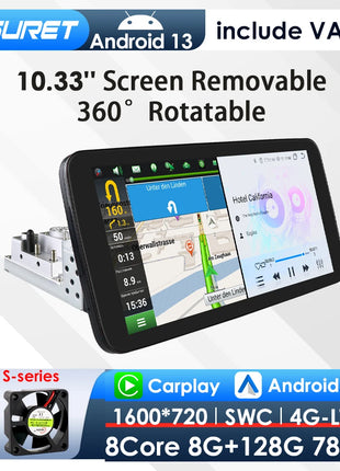 10.33'' Wireless Carplay Android 13 Universal Car Radio Support 4G WIFI DSP BT 1 Din Car Multimedia GPS Intelligent Autoradio - Riparo82