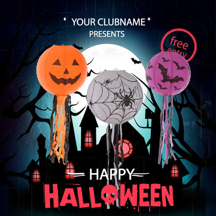 Halloween Paper Lanterns Equipped With Yellow Light Pumpkin Spider Skeleton for Halloween Party Decoration Indoor Outdoor Party
