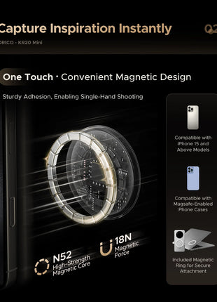 ORICO KR20Mini SSD esterno magnetico per iPhone 17 16 15 Pro/Max ProRes 2000MB/s 4K ProRes HDR Registra e negozio