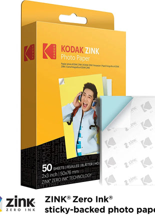Carta fotografica originale Kodak Premium Zink da 2"x3" (20-100 fogli) compatibile con Kodak Smile, Kodak Step, carta fotografica PRINTOMATIC