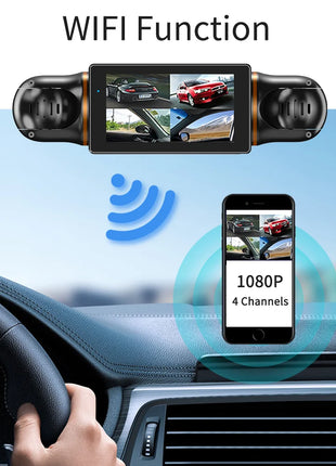 Car Dash Cam 4 Channel Black Box With GPS WIFI FHD 1080P Front Driving Camera Left Right Rear Night Vision 24H Parking Monitor - Riparo82