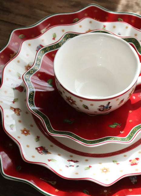 Tesoro tedesco Porcellana dura Giocattolo natalizio Joy Piatto piano multi-angolo Tazza di Natale Piattino Ciotola Candeliere - riparo82