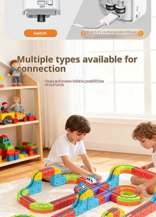 Set di vagoni con pista magnetica elettrica - Giocattolo puzzle per bambini versatile Blocchi magnetici antigravità Veicolo da gioco Regalo di compleanno - riparo82