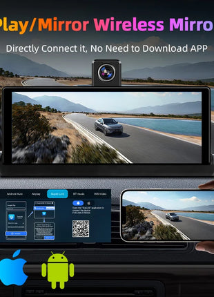10.26" 4K Dash Cam Carplay Android Auto GPS 5G WIFI FM BT Car Dvr 350 ° Rotation Dual Lens Dashcam Truck Camera Drive Recorder - Riparo82