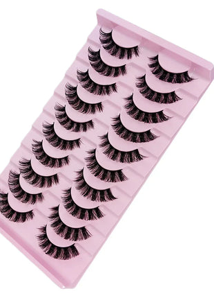 10 Pairs DD Curl Russian Strip Lashes Fluffy Volume False Eyelashes DD Curl Dramatic Messy Faux Mink Fake Lashes Make Up - Riparo82
