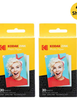 Carta fotografica originale Kodak Premium Zink da 2"x3" (20-100 fogli) compatibile con Kodak Smile, Kodak Step, carta fotografica PRINTOMATIC