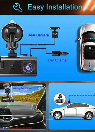 3Camera Dash Cam For Car Camera 1080P Video Recorder WIFI Car DVR 2lens Front Rear View Camera Night Vision Car Accessories - Riparo82