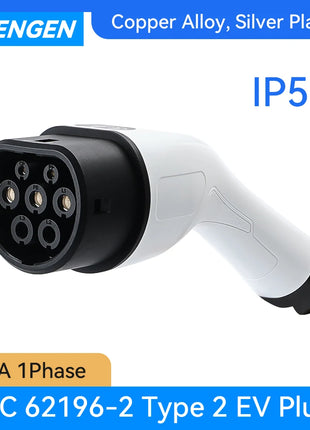IPENGEN Type 2 EVs Female EV Charger Plug 1 Phase 16A IEC 62196-2 EV Charger Connector for Electric Vehicle Connect to EV - Riparo82