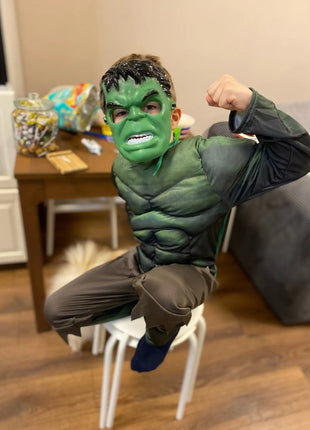 Nuovi ragazzi Hulk Costume da supereroe Hulk Cosplay Tuta muscolare Guanti Vestito Ragazze Costumi di carnevale di Halloween