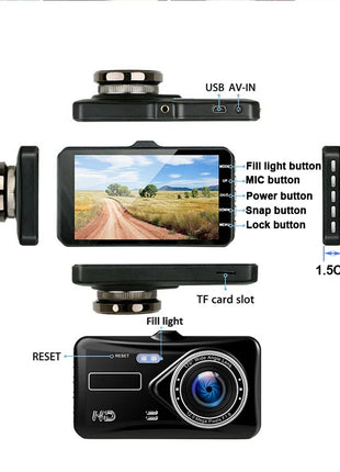 Dashcam 24H Touch Night Vision FULL HD 1080P Front And Rear Camera 4.0 Inch CAR DVR Mirror Digital Video Recorder Dvr Black Box - Riparo82