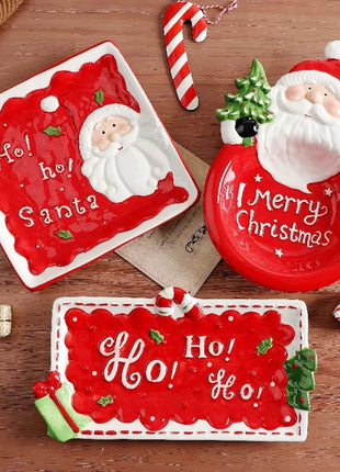 Piatto in ceramica di Babbo Natale dipinto a mano Vassoio decorativo regalo di Natale Piatto da dessert festivo Piatto da portata per biscotti carino - riparo82