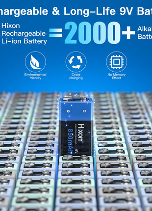 Nuovo 6f22 9v 850mah Batteria ricaricabile agli ioni di litio 9V Multimetro Microfono al litio Metal Detector Cavo remoto, Rilevatore di fumo - riparo82