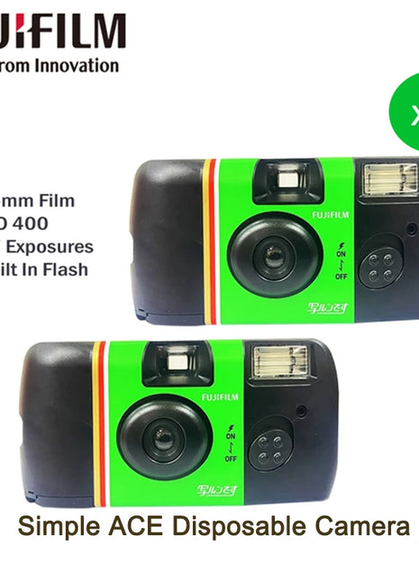 Fujifilm Fotocamera a pellicola usa e getta monouso Fujifilm Quick Snap/Fujifilm Quick Fun/Fujifilm ACE 400 con Flash 27 esposizioni fotografiche
