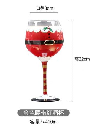 Calice da vino rosso in cristallo Bicchieri colorati Bicchiere da vino Bicchiere da whisky in vetro dipinto a mano artificiale Regalo di Natale - riparo82