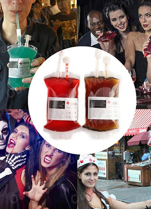 350ml reusable blood energy drink bag PVC material Halloween vampire bag props simulation blood bag Halloween party scary props - Riparo82