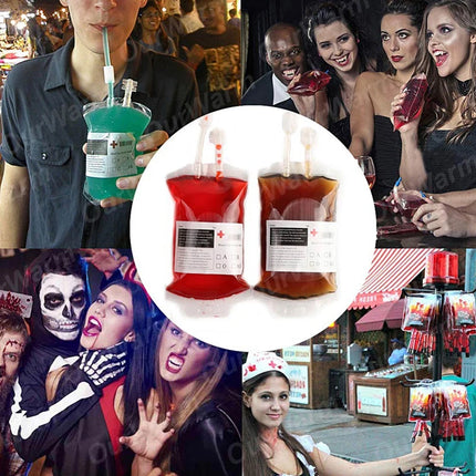 350ml reusable blood energy drink bag PVC material Halloween vampire bag props simulation blood bag Halloween party scary props