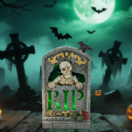 Halloween Resin Ghost Skull Tombstone Miniature Figurines Hand-Carved Graveyard Skull Scene Decor Party Accessories