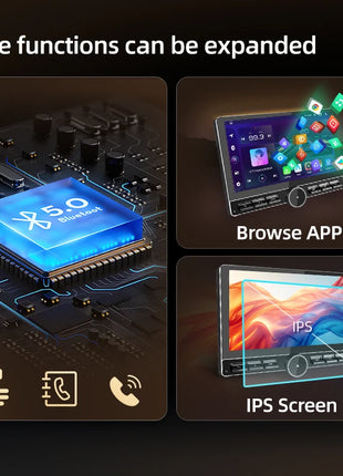 Junsun 10.6 Inch Universal Rotatable 1DIN 2DIN Car Radio Wireless CarPlay Android Auto Touch Screen Multimedia GPS autoradio - Riparo82