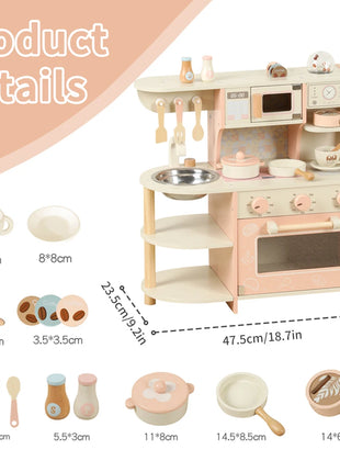 Gioco per bambini Giocattoli in legno Set da gioco per caffè per bambini con cibo da gioco Accessori da cucina Set da cucina Regalo per ragazze e ragazzi dai 3 anni in su - riparo82