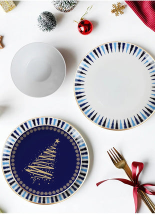 Set di stoviglie in porcellana di cervo nordico Ins per la casa, hotel, bistecche, piatti da dessert, tazze, decorazione per la disposizione degli alimenti occidentali, regalo di Natale - riparo82