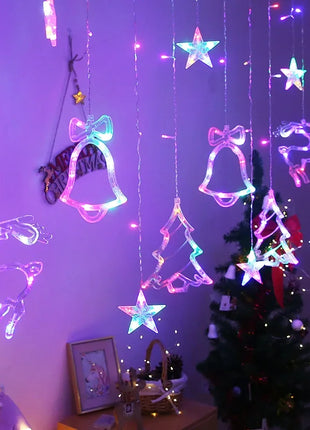 220V Spina UE Natale Cervo Campana Sta Tenda Luci della stringa LED Ghirlanda Lucine Decorazione natalizia per la decorazione della festa nuziale