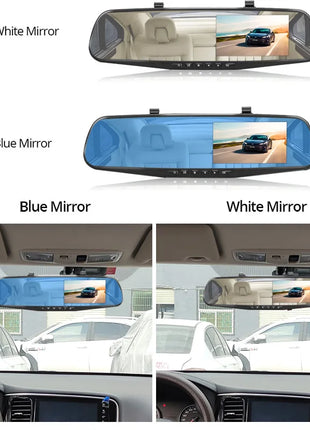 Dash Cam  4.3 Inch Car Dvr Dashcam car camera 24h Front and Rear 1080P Mirror Rear Camera Rearview Mirror Digital Video Recorder - Riparo82