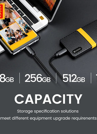 Kodak X200 SSD portatile 1TB 512GB 256GB USB 3.1 Tipo C Disco rigido esterno Gen 2 Disco rigido Unità a stato solido per laptop MacBook