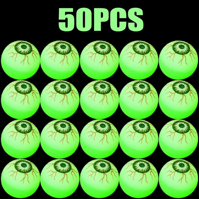5/50PCS Luminous Bouncing Ball Halloween Glow in The Dark Eyeball Toys Rubber Fake Eyeball Haunted House Horror Decoration Props