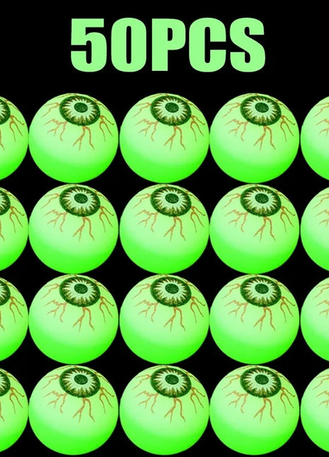 5/50PCS Luminous Bouncing Ball Halloween Glow in The Dark Eyeball Toys Rubber Fake Eyeball Haunted House Horror Decoration Props - Riparo82