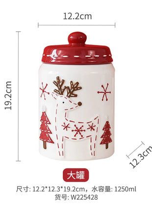 Set di piatti di Babbo Natale dipinti a mano nordici Set di stoviglie per tazze d'acqua con teiera sigillata in ceramica a rilievo rosso - riparo82
