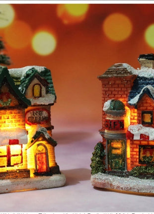 Natale Nuove decorazioni natalizie Piccola casa in resina Micro paesaggio Casa in resina Piccoli ornamenti Regali di Natale