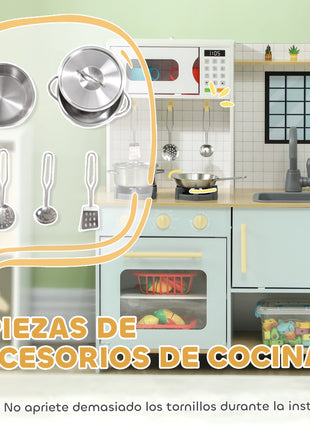 Aiyaplay Cucina per bambini con fornello sonoro Forno Rubinetto Lavello Microonde e Accessori da cucina Blu - riparo82