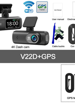Dash Cam 4K UHD for Car Camera Front Rear Dual Lens With GPS WiFi 24h Parking Mode Night Vision Car DVR Video Registrator - Riparo82