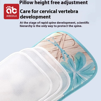 Children Sleeping Pillow For 0-6Y Kids Cartoon Panda Pillows Summer Breathable Cool Ice Silk Pillows Baby Bedding