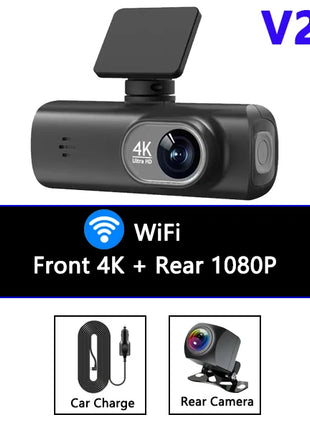 Dash Cam 4K UHD for Car Camera Front Rear Dual Lens With GPS WiFi 24h Parking Mode Night Vision Car DVR Video Registrator - Riparo82