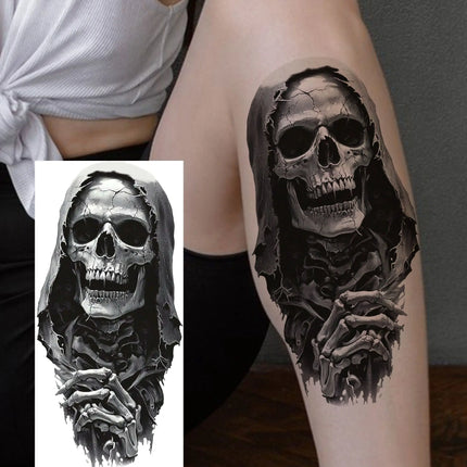 1 Sheet Full Arm Evil Witch Vampire Temporary Tattoos Sleeve Halloween Scary Skull Tatoo Waterproof Horrible Fake Tattoo Sticker