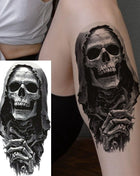 1 Sheet Full Arm Evil Witch Vampire Temporary Tattoos Sleeve Halloween Scary Skull Tatoo Waterproof Horrible Fake Tattoo Sticker - Riparo82