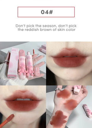 Gegebear Bear Lip Glaze Matte Velvet Lipstick Long-lasting Whitening Lip Cream Lip Mud - Riparo82