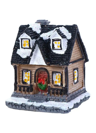 Decorazioni per la casa Figurina di Capodanno Mini resina artigianale Decorazione natalizia luminosa Decorazione della casa del villaggio Luce a LED